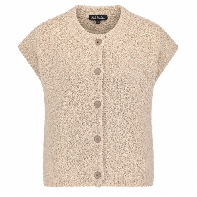 Red Button Vest Mouwloos Bouclé SRB5074 Latte Red Button Vest Mouwloos Bouclé SRB5074 Latte